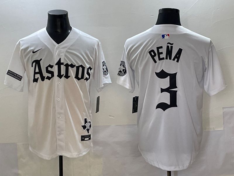 Men 2025 Houston Astros #3 Pena White Five generations Joint Name Nike MLB Jersey style 42->houston astros->MLB Jersey